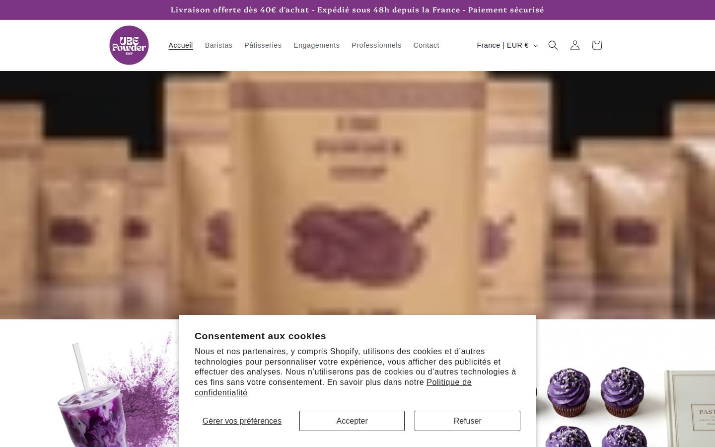 Ubepowdershop homepage screenshot