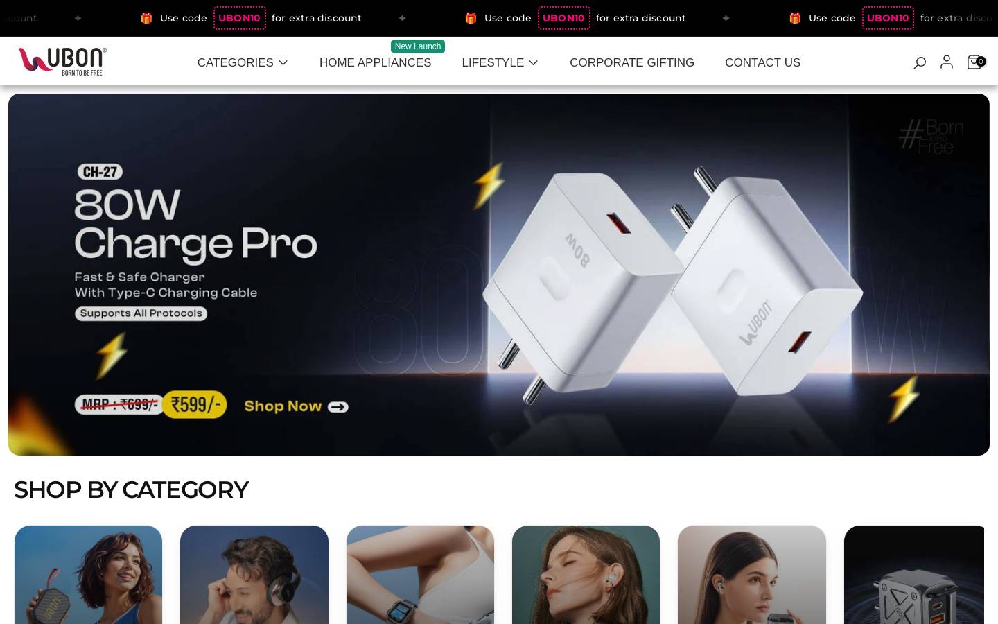 ubonindia.com homepage screenshot