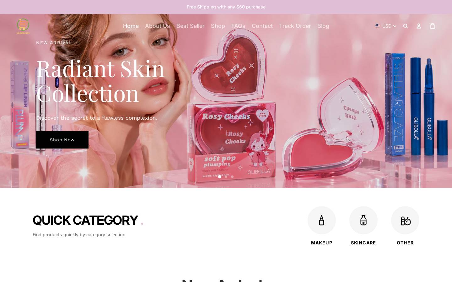 ucomshops.com homepage screenshot
