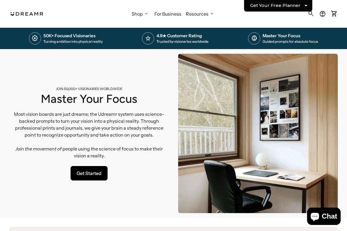 udreamr homepage screenshot