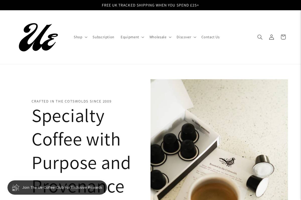 Ue Coffee Roasters homepage screenshot