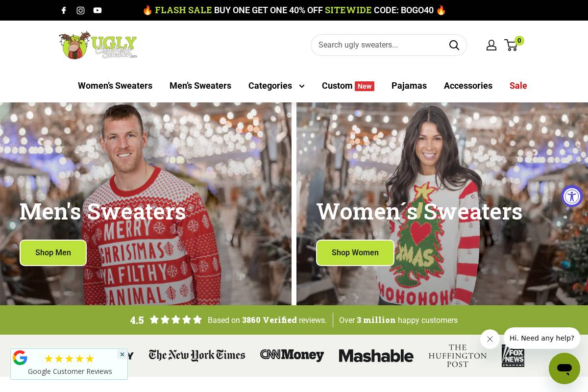 Ugly Christmas Sweater homepage screenshot