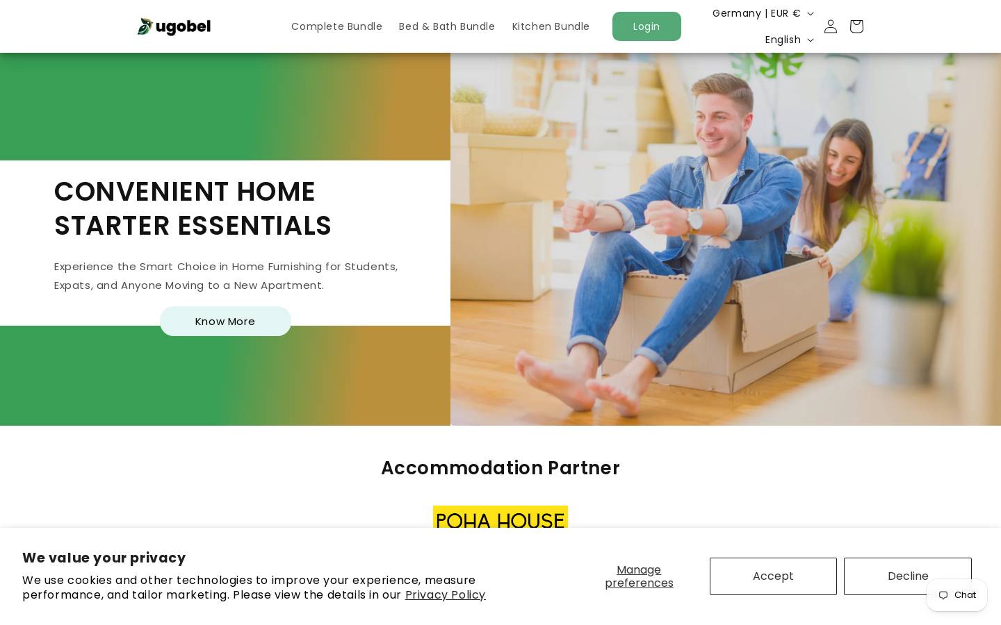 Ugobel homepage screenshot