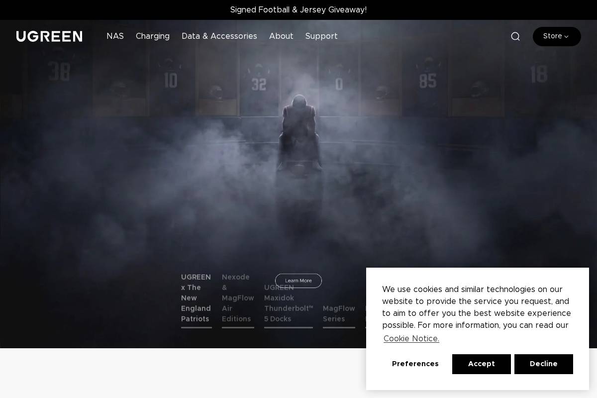 UGREEN homepage screenshot
