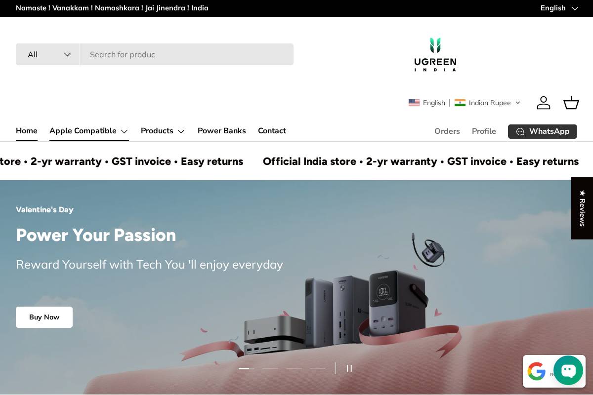 Ugreen India homepage screenshot