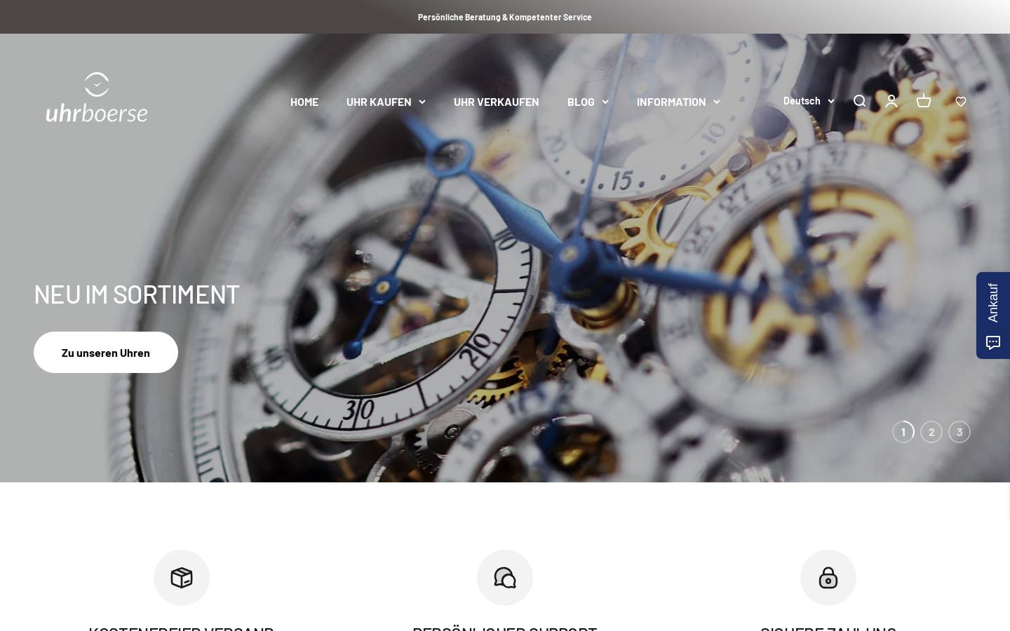 Uhrboerse homepage screenshot