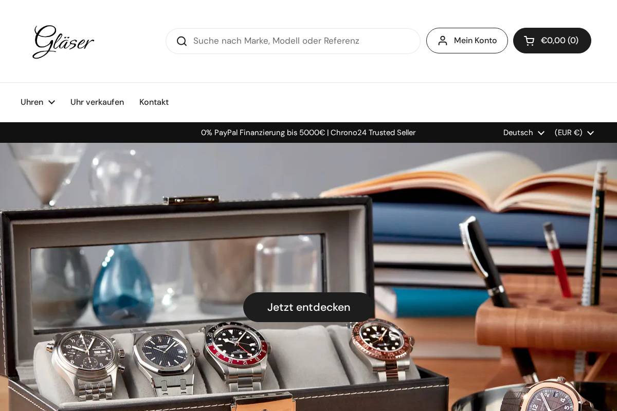 uhrenhandel-glaeser.de homepage screenshot