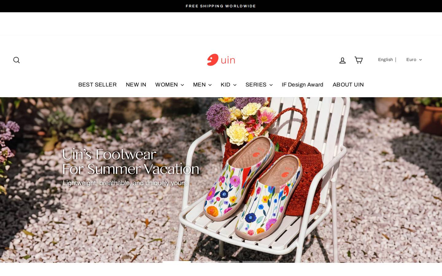 UIN Footwear homepage screenshot