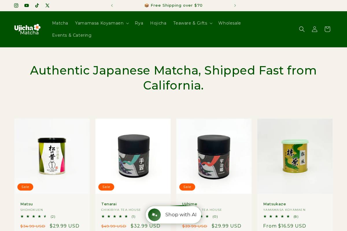 Ujichamatcha homepage screenshot