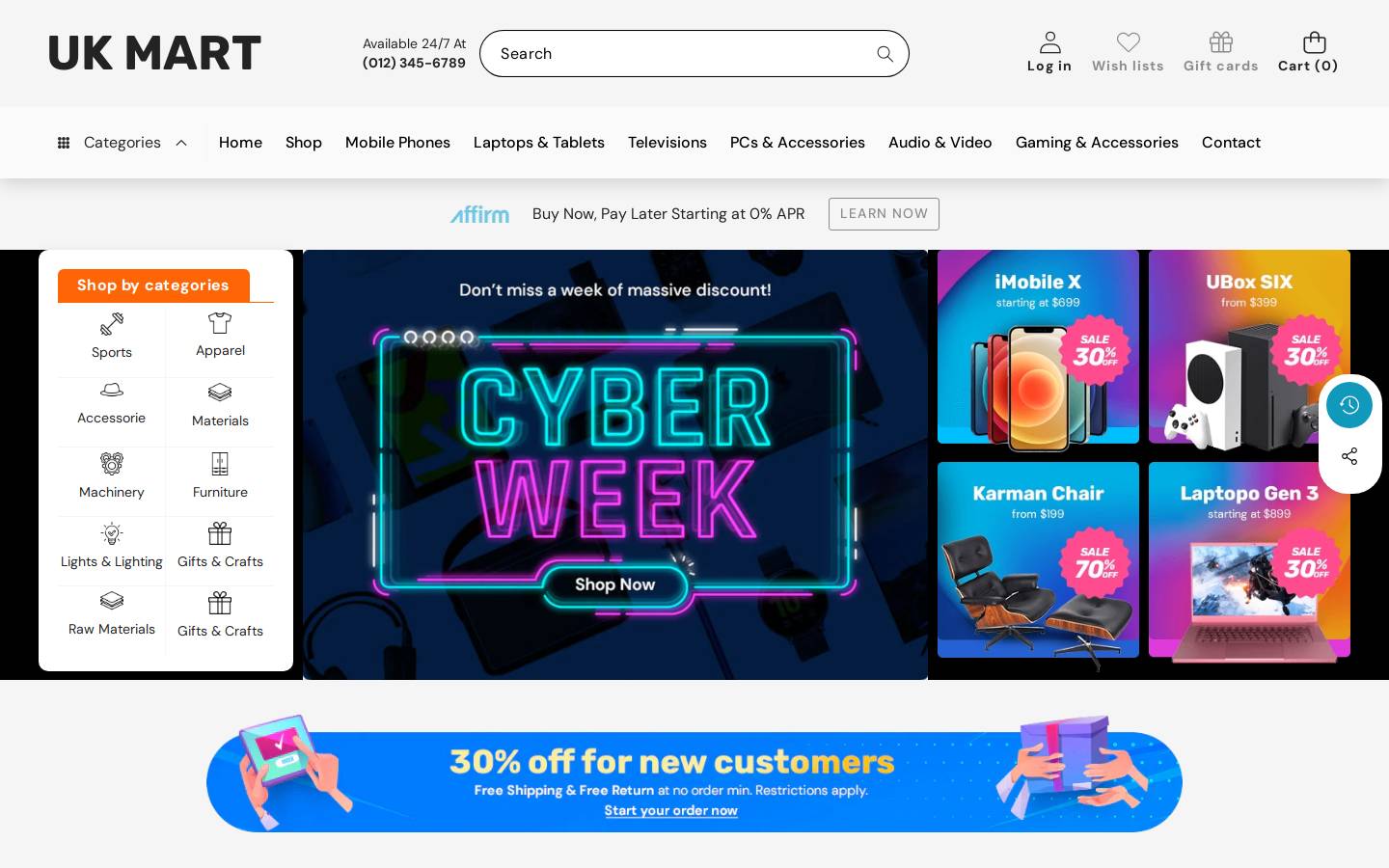uk-mart.com homepage screenshot