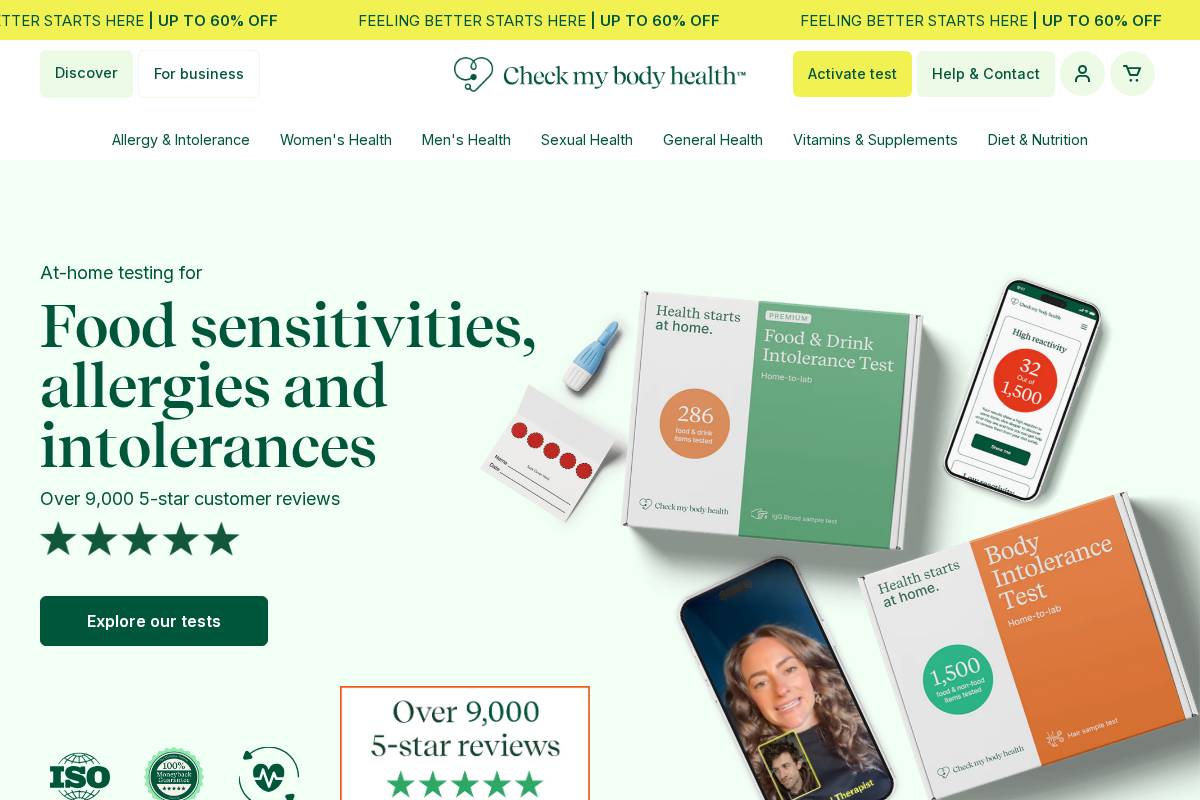 Check My Body Health homepage screenshot