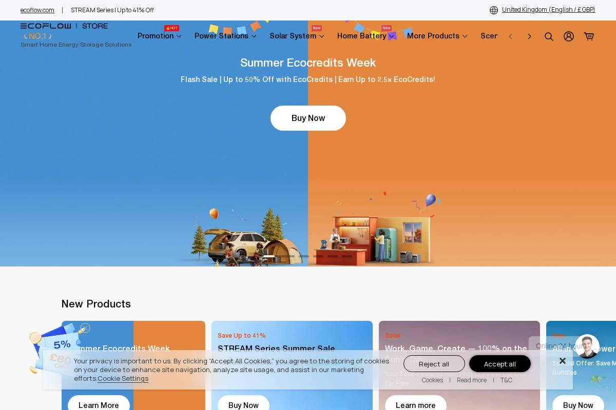 uk.ecoflow.com homepage screenshot