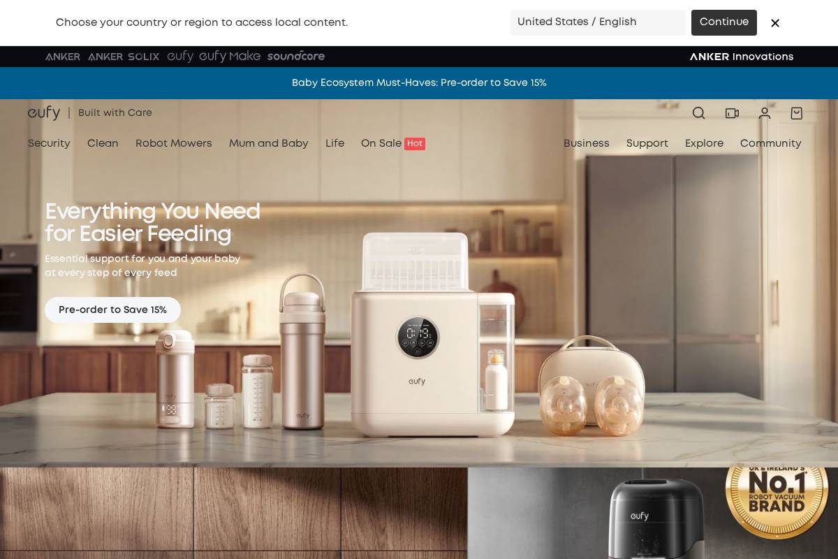 Eufy homepage screenshot