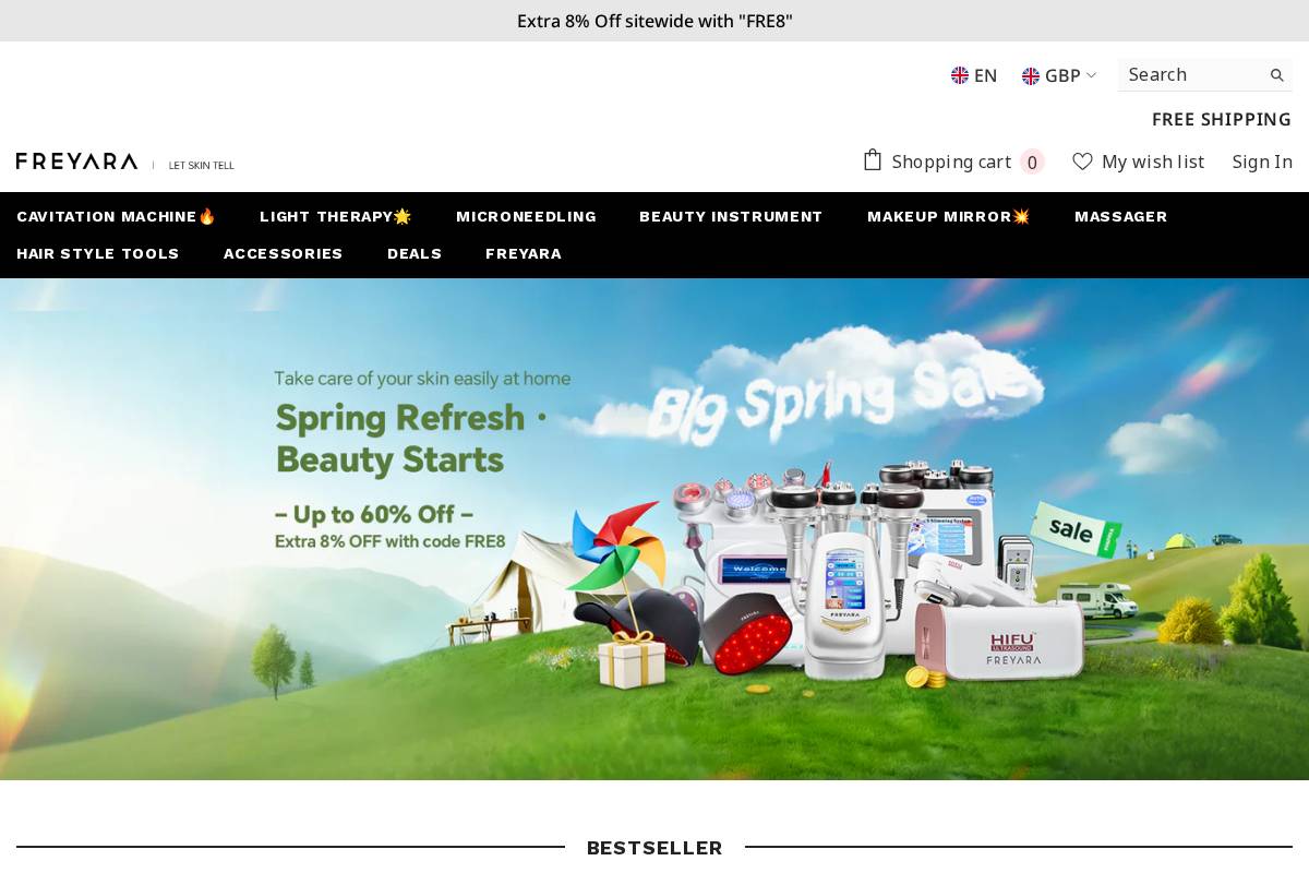 uk.freyara.com homepage screenshot
