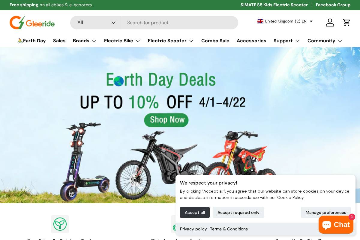 Uk Gleeride homepage screenshot