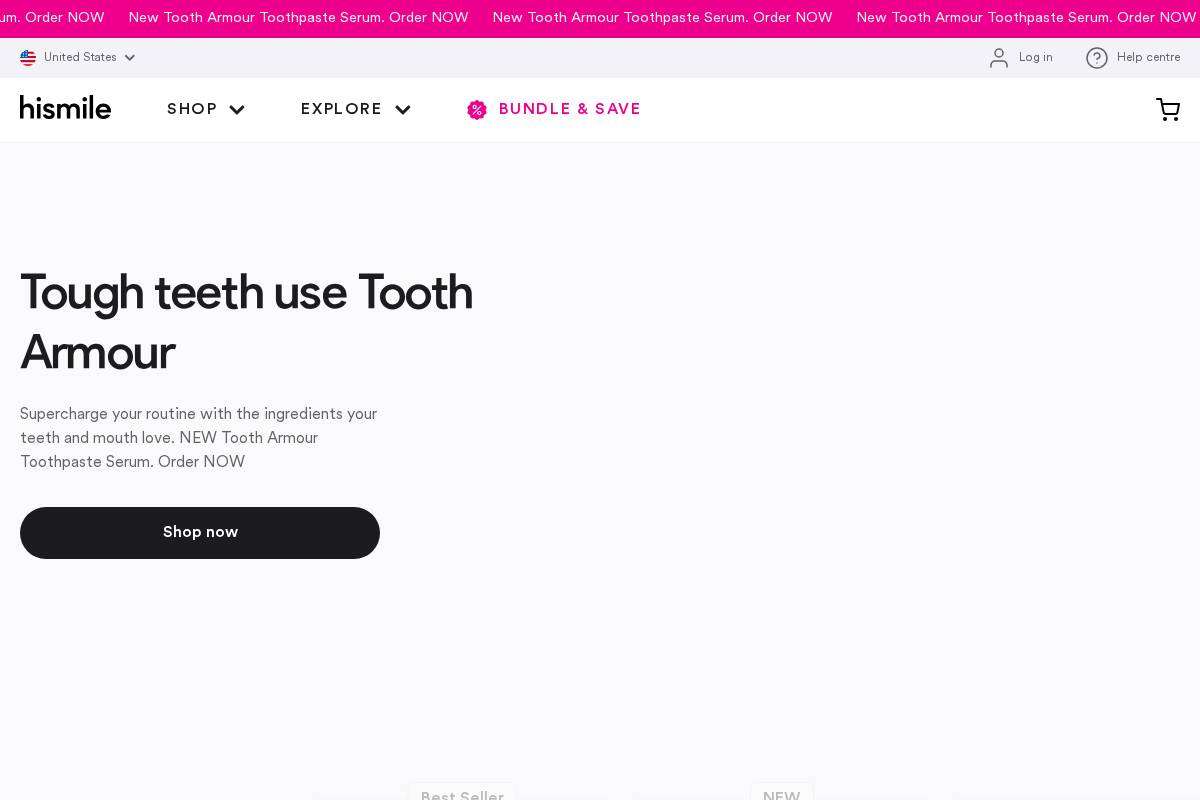 uk.hismileteeth.com homepage screenshot