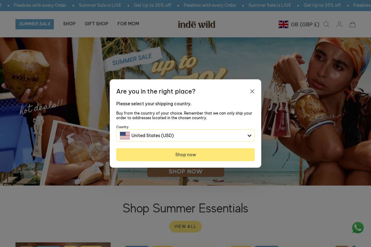 uk.indewild.com homepage screenshot