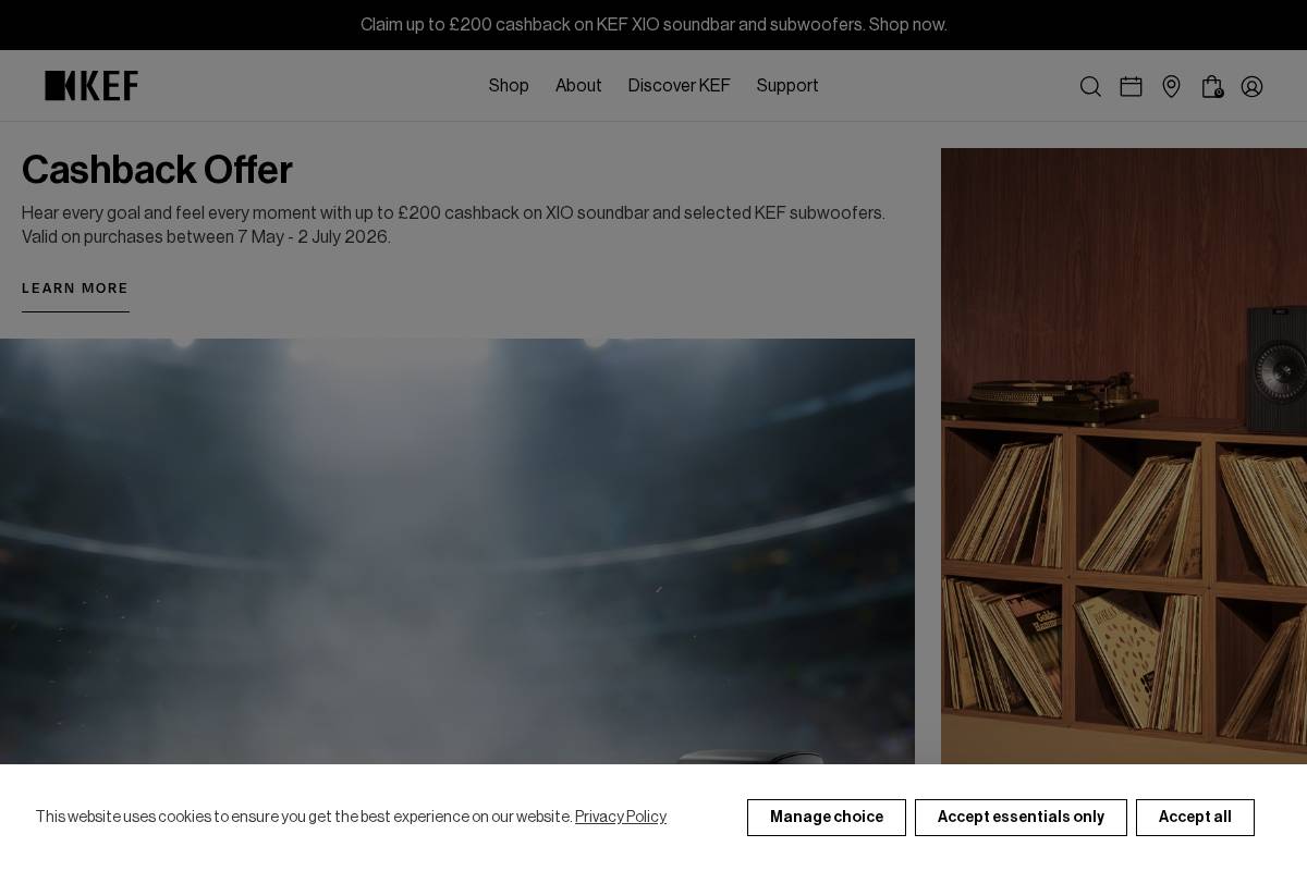 uk.kef.com homepage screenshot