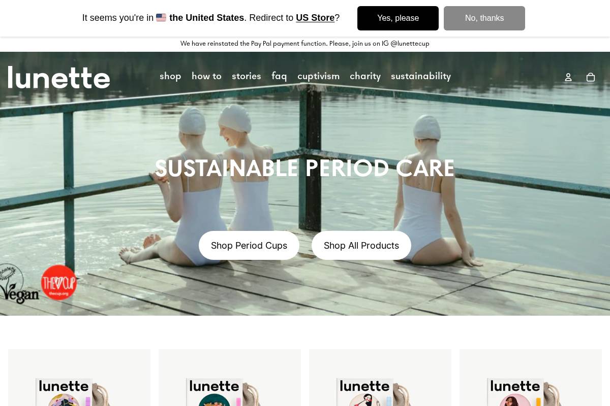 uk.lunette.com homepage screenshot