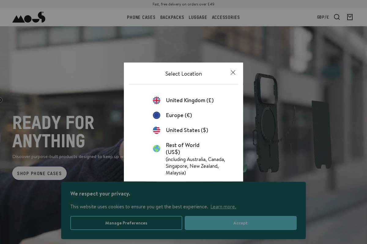 uk.mous.co homepage screenshot