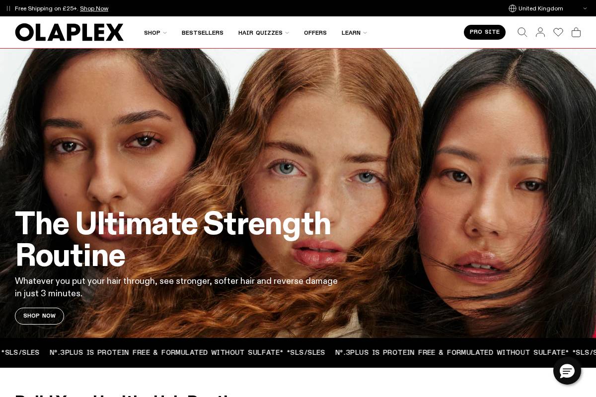 uk.olaplex.com homepage screenshot