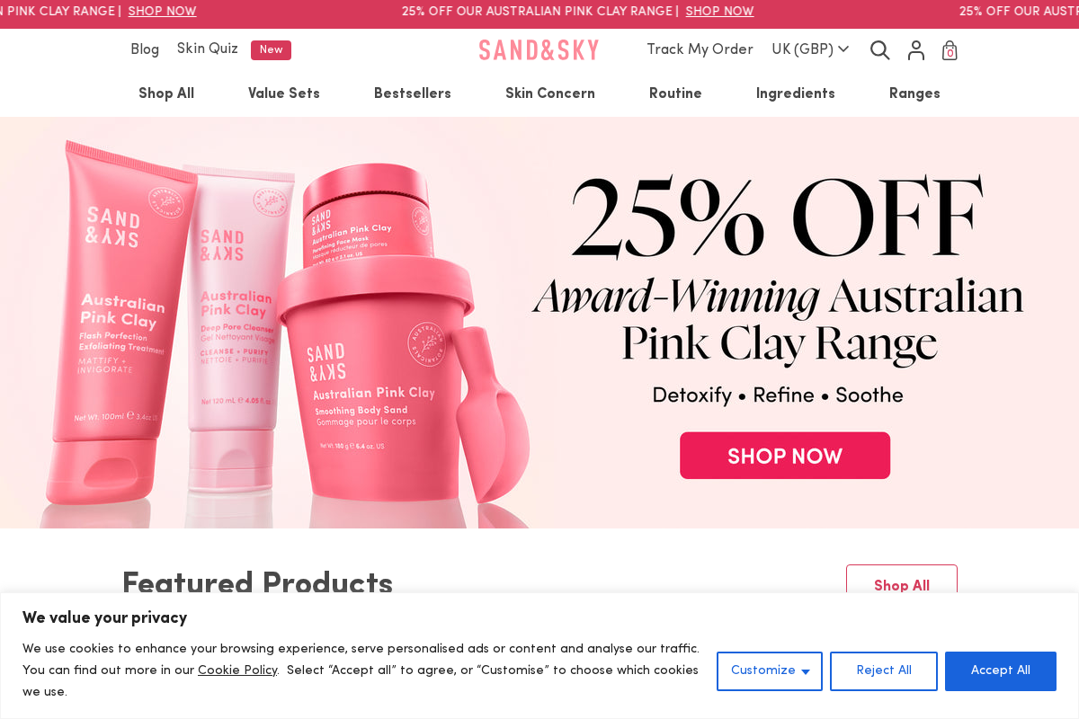 Sand and Sky homepage screenshot