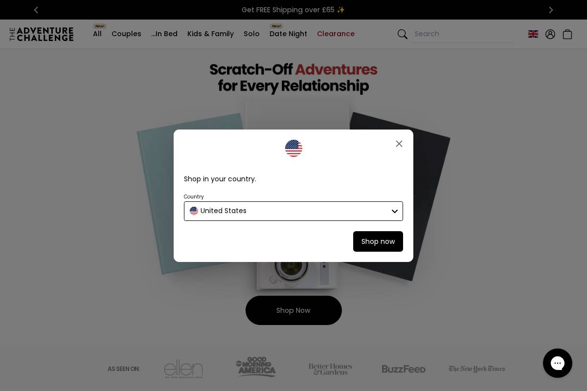 The Adventure Challenge homepage screenshot