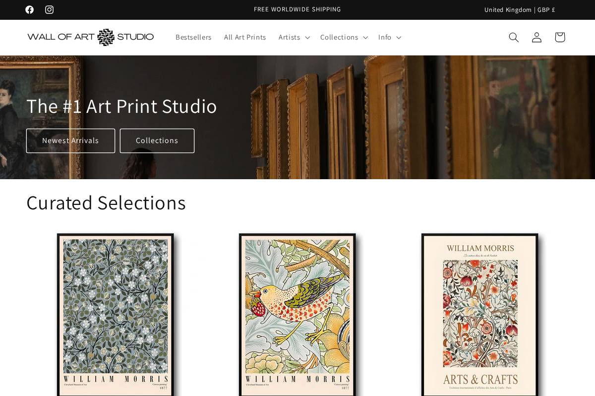 uk.wallofartstudio.com homepage screenshot