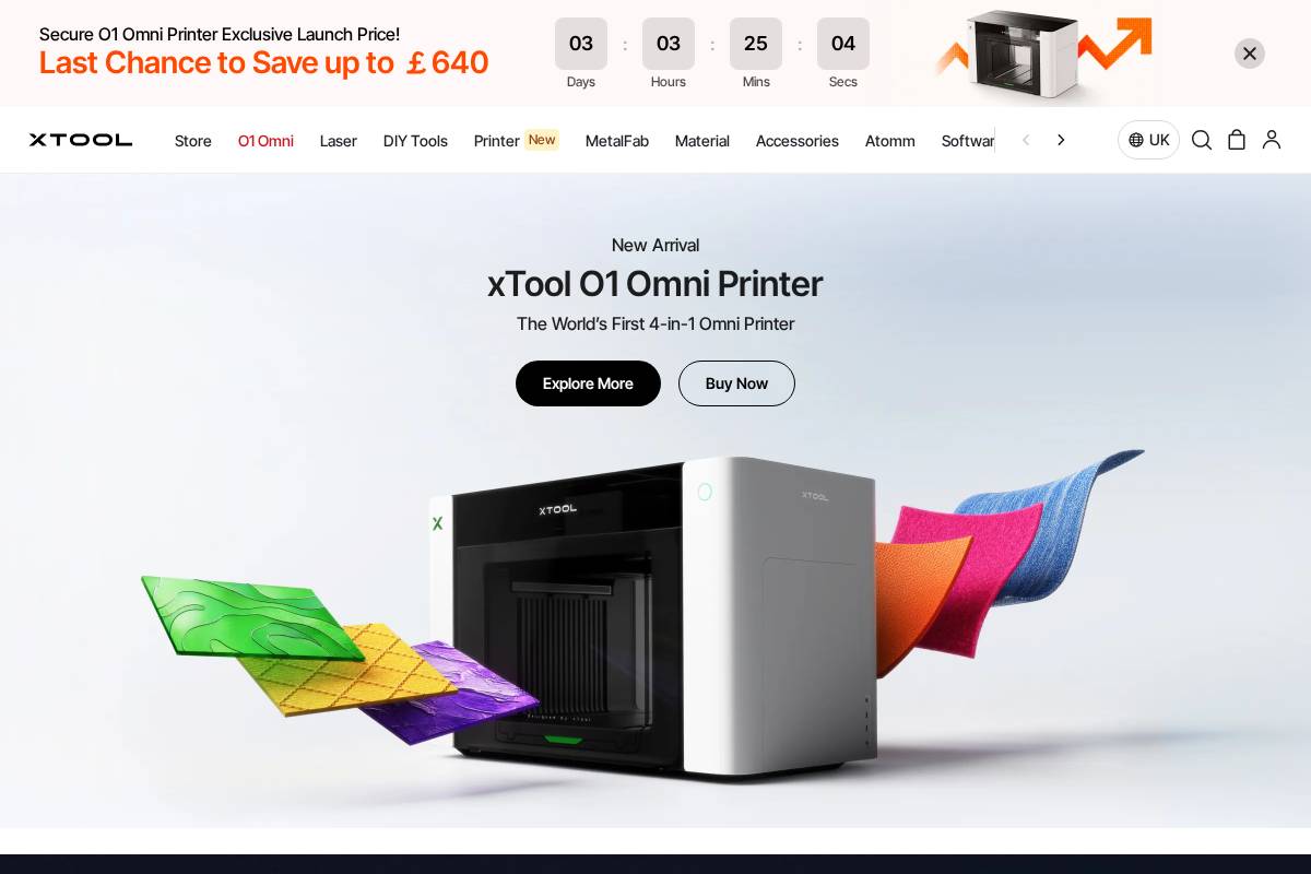 uk.xtool.com homepage screenshot
