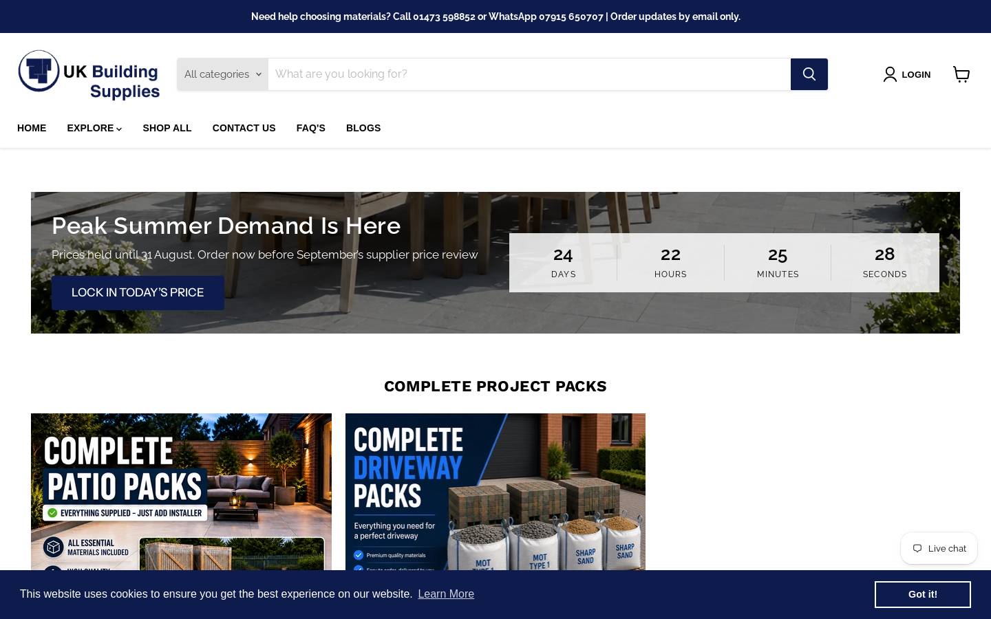 Ukbuildingsupplies homepage screenshot