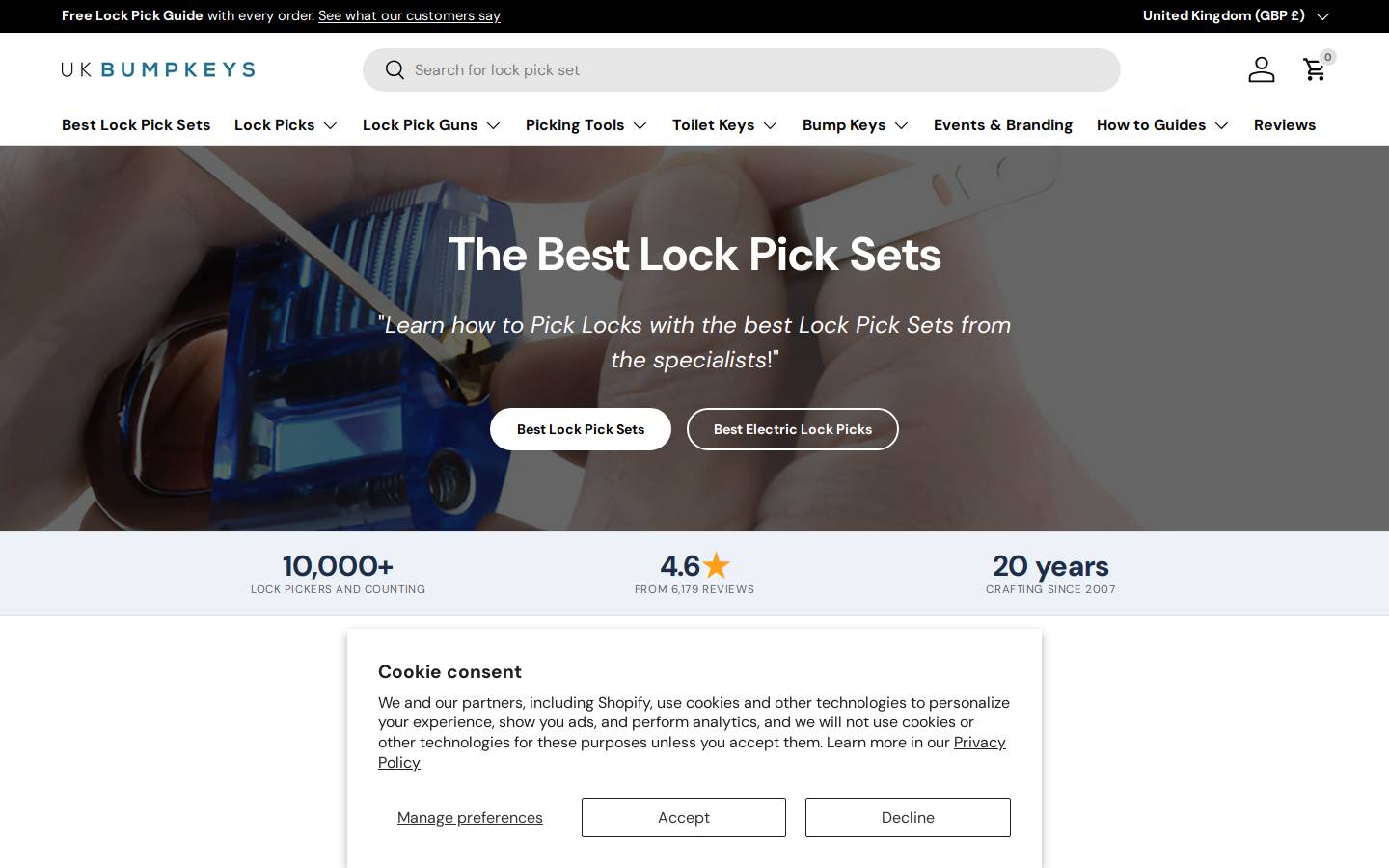 UK Bump Keys homepage screenshot