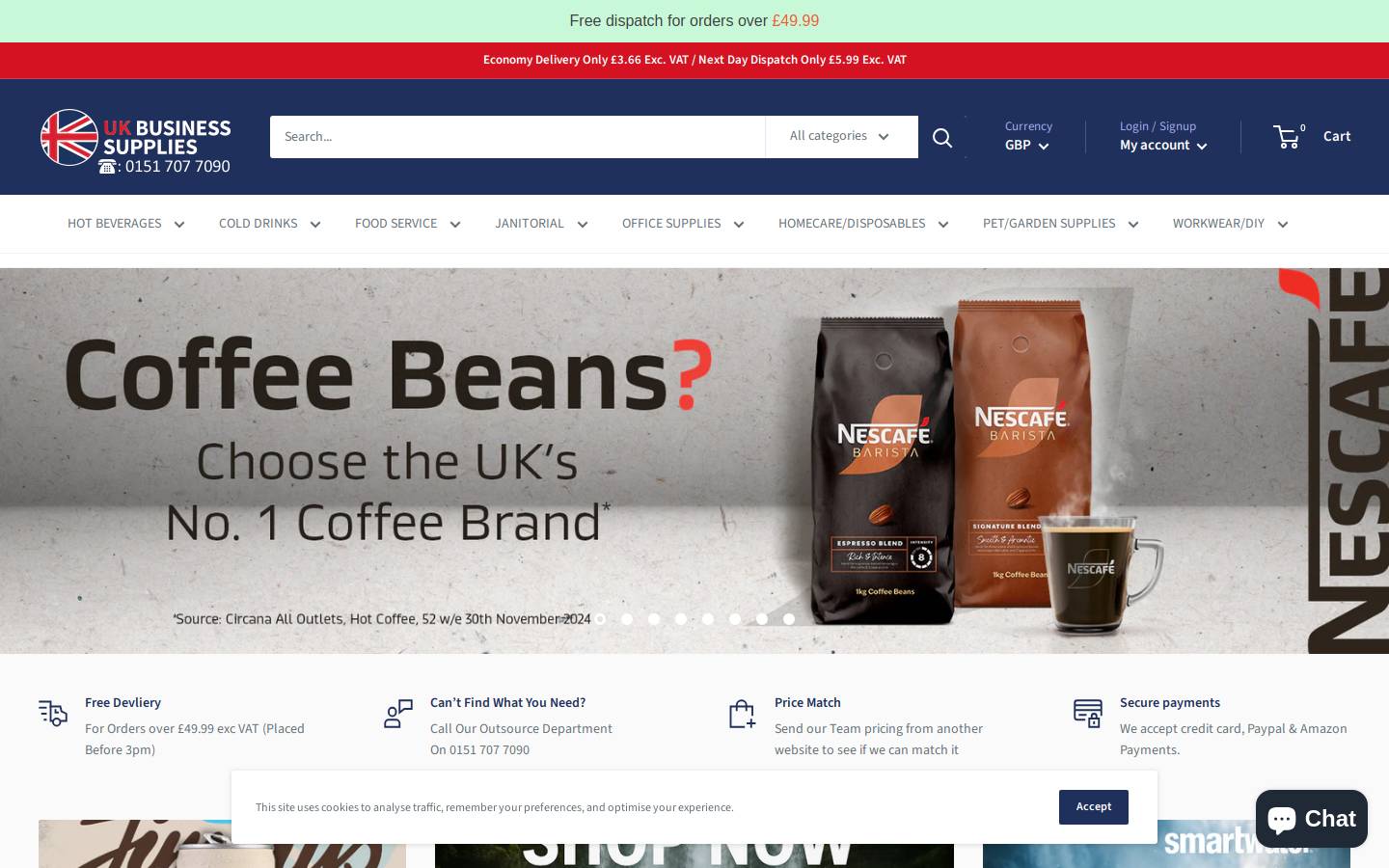 UK Business Supplies homepage screenshot