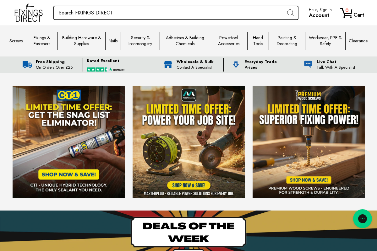 Fixings Direct homepage screenshot
