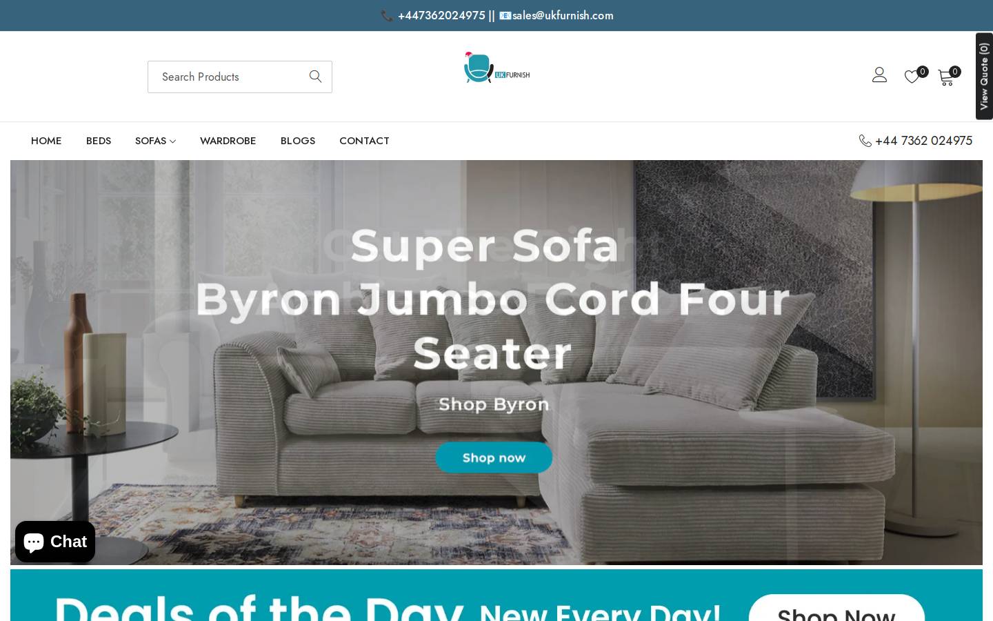 Ukfurnish homepage screenshot
