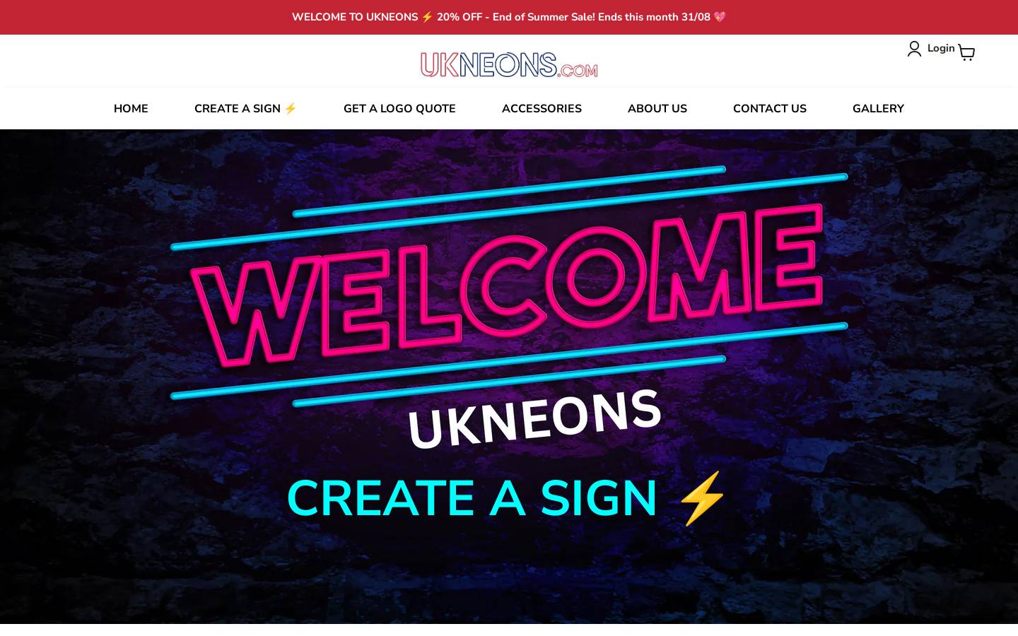 ukneons.com homepage screenshot