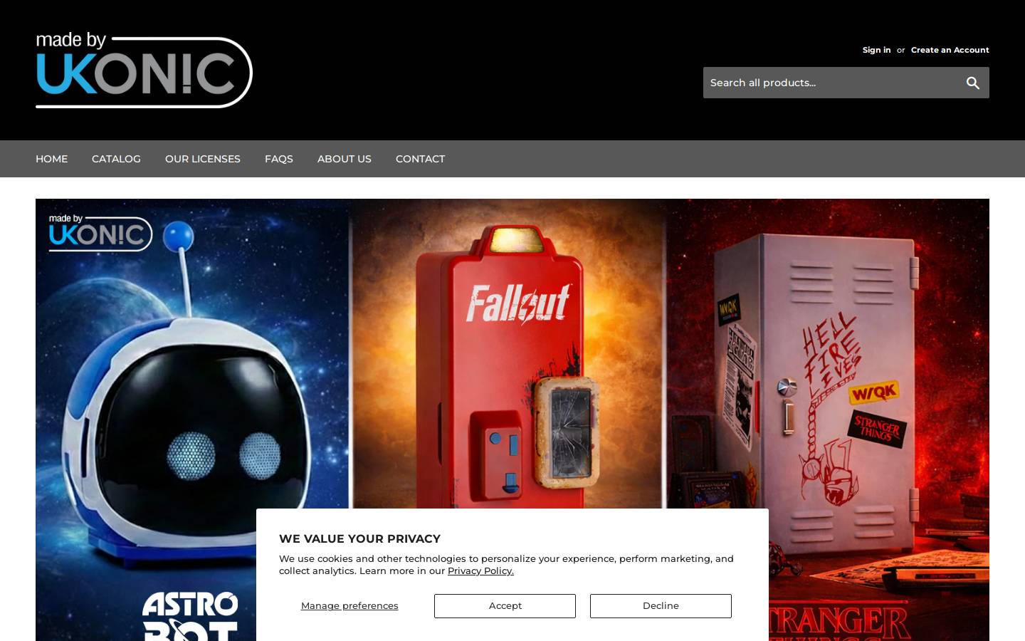 ukonic.com homepage screenshot