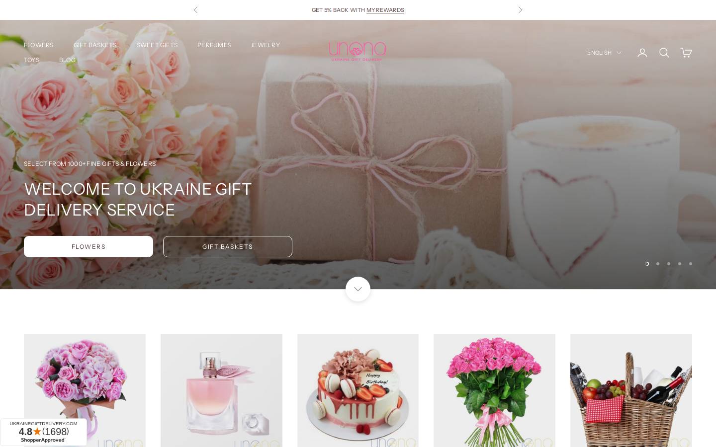 Ukraine Gift Delivery homepage screenshot
