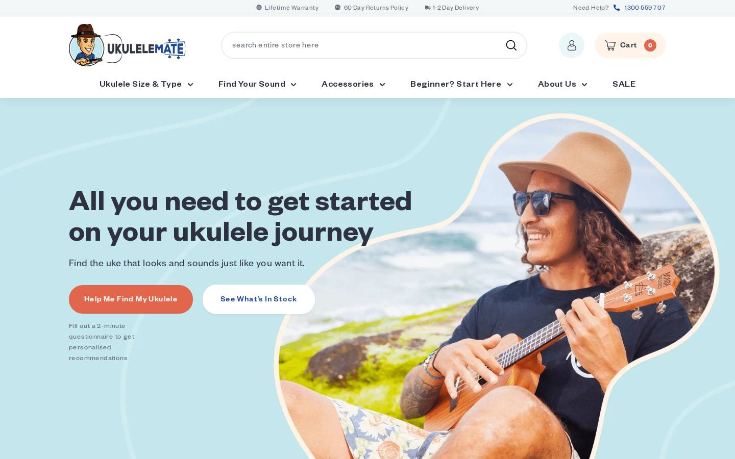 UkuleleMate.com.au homepage screenshot