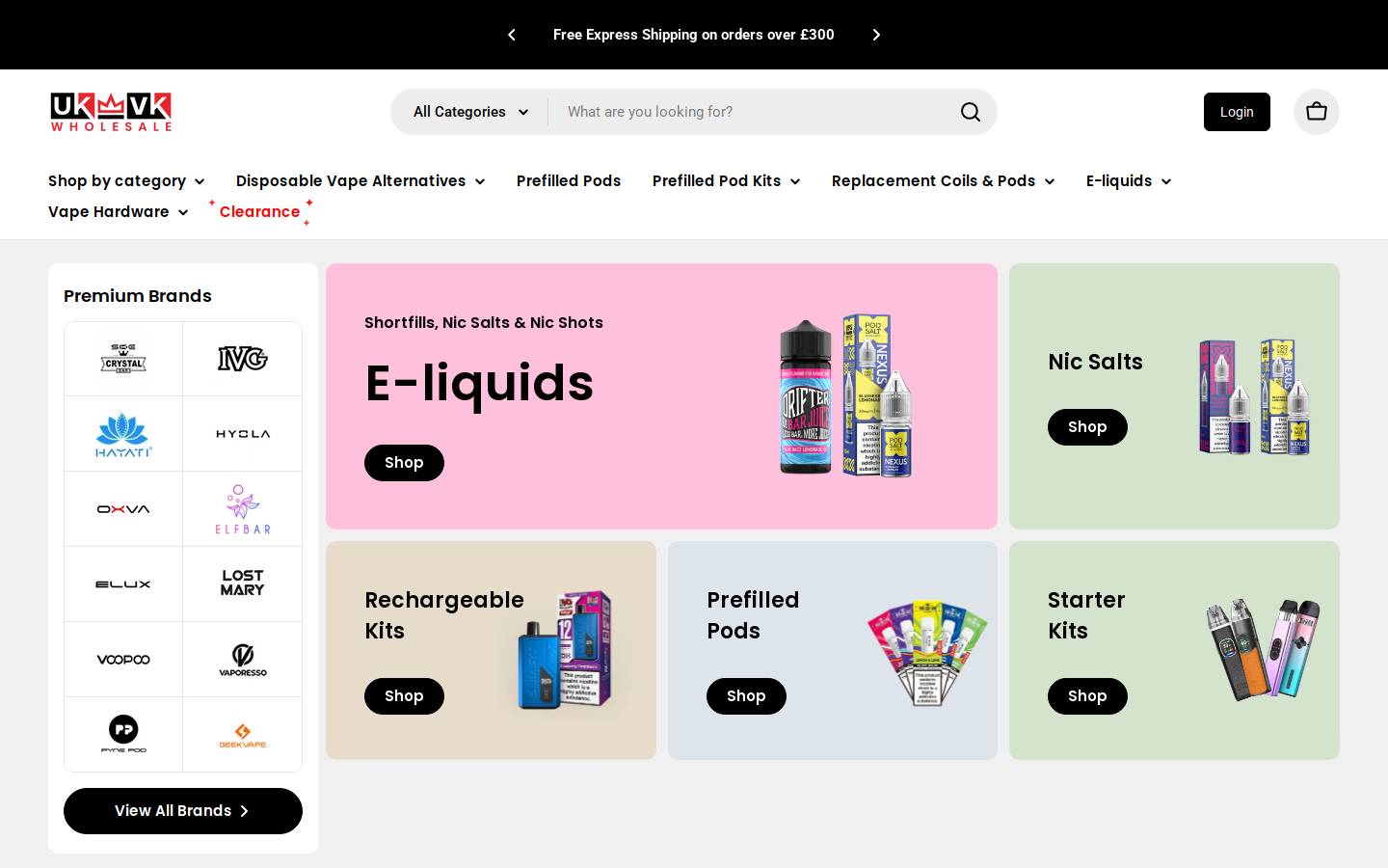 ukvkwholesale.com homepage screenshot