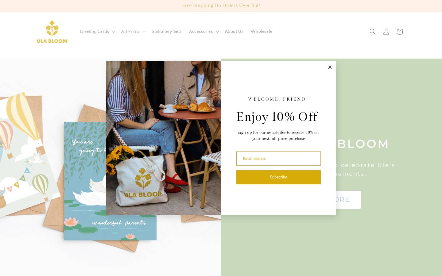 ulabloom.com homepage screenshot