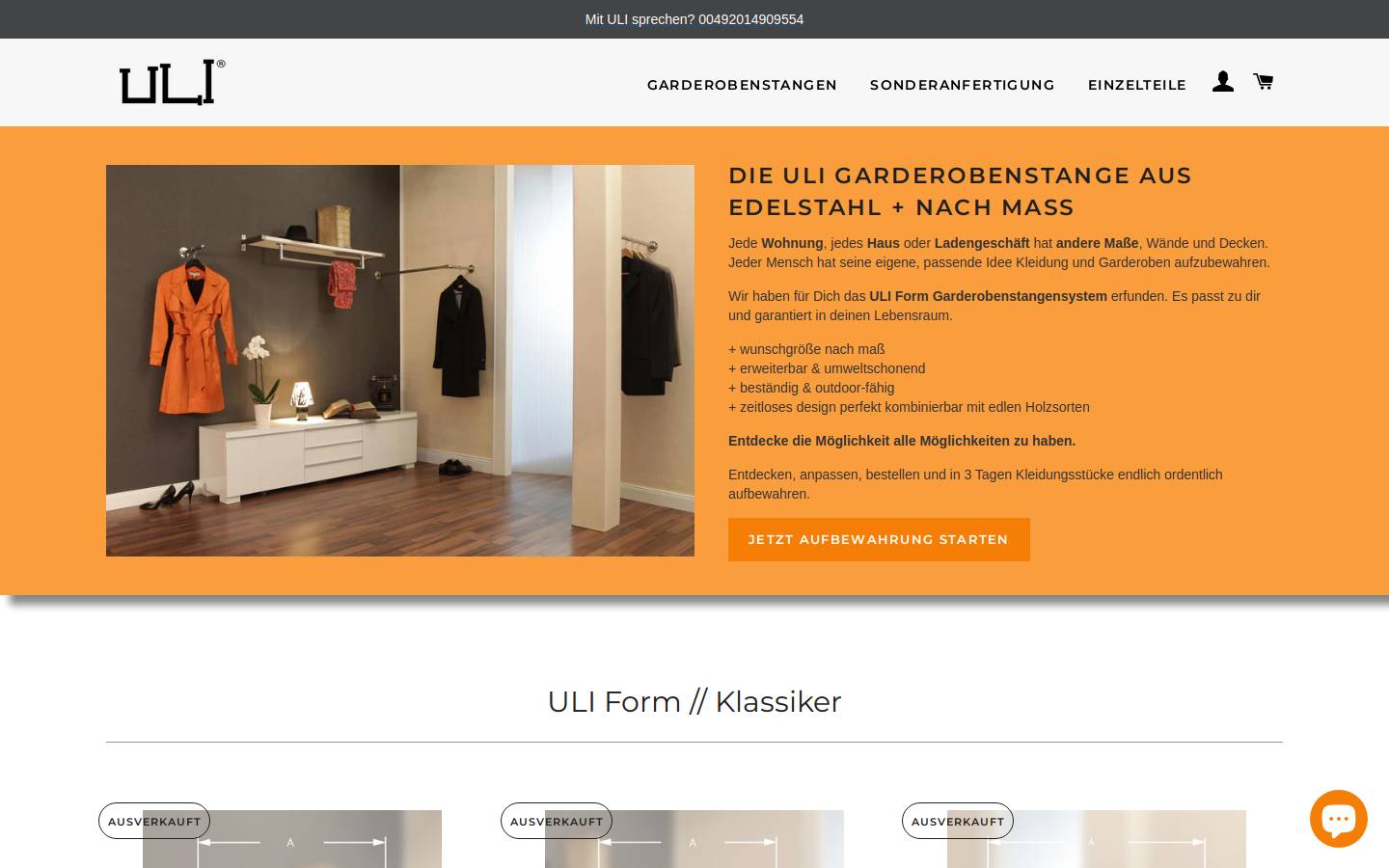 uli-garderoben.de homepage screenshot