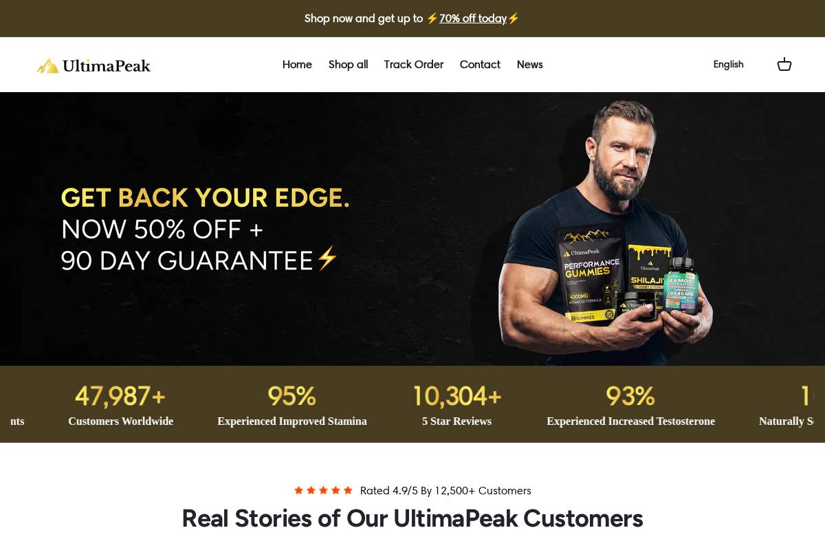UltimaPeak homepage screenshot