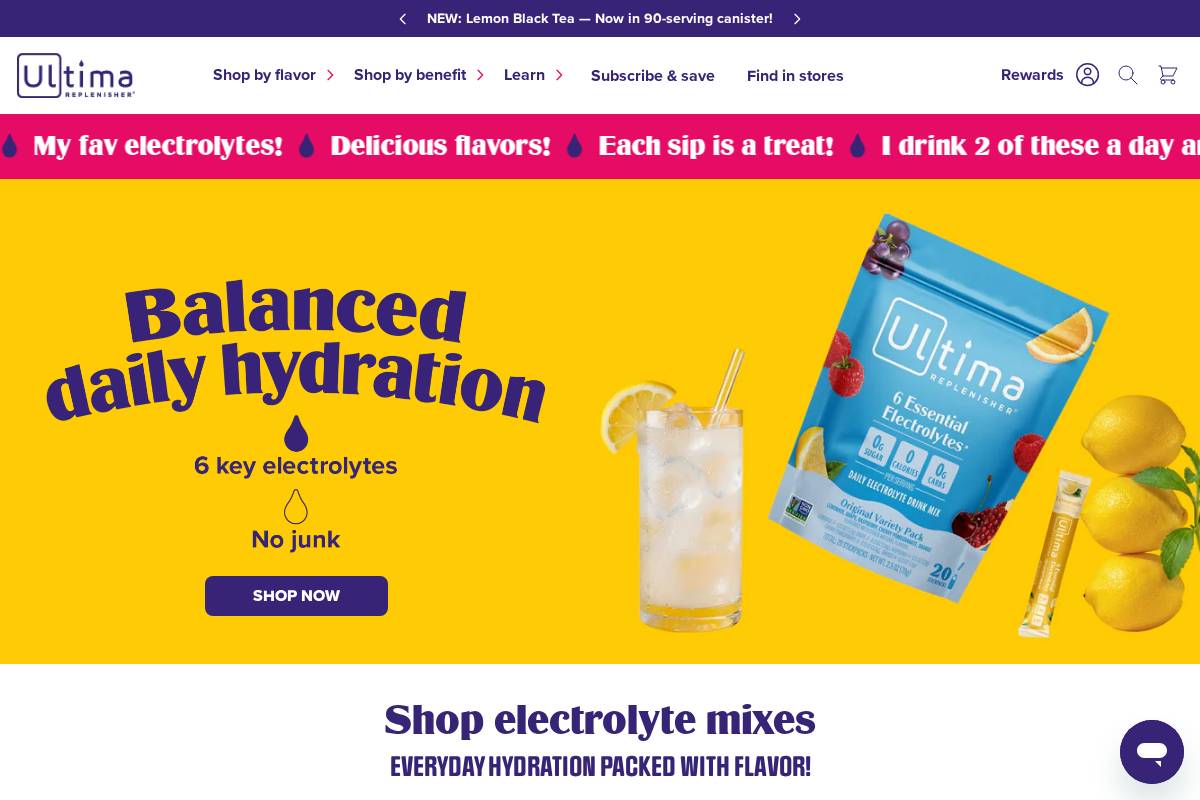 Ultima Replenisher homepage screenshot