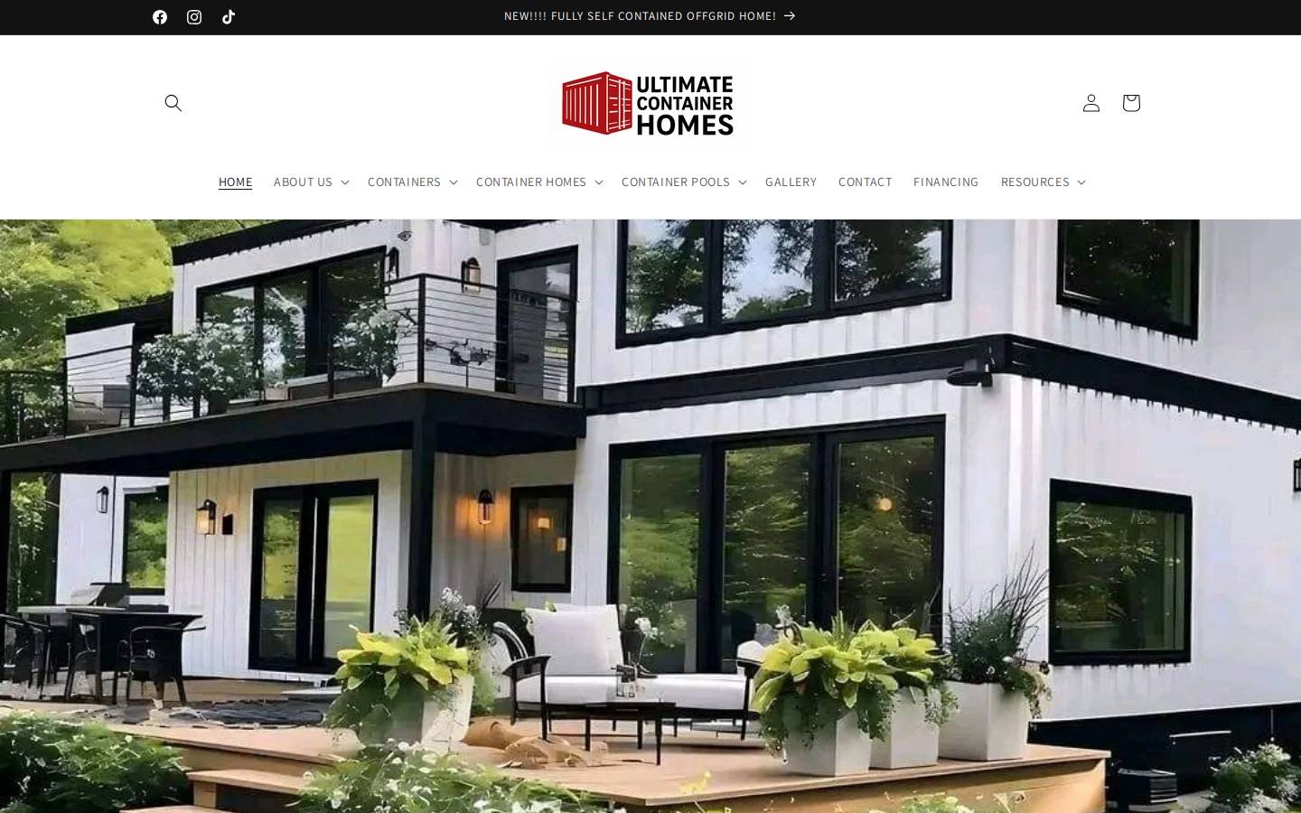 ultimatecontainerhomes.com homepage screenshot