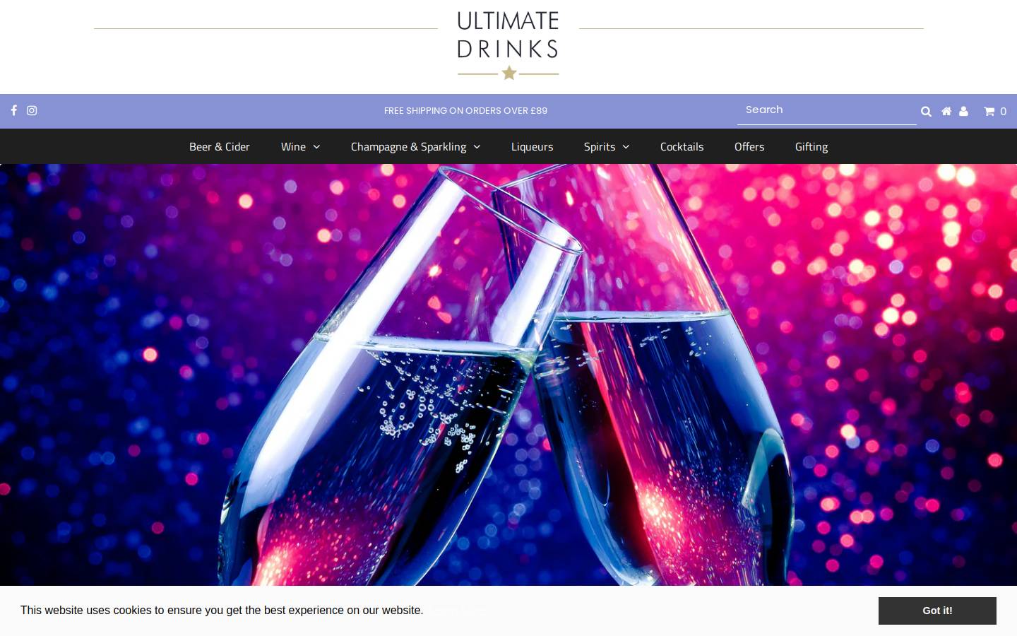 Ultimate Drinks homepage screenshot