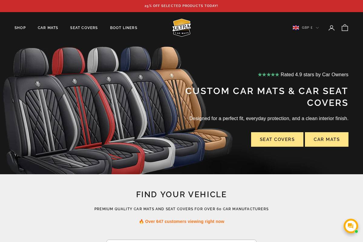 ultracarmats.com homepage screenshot