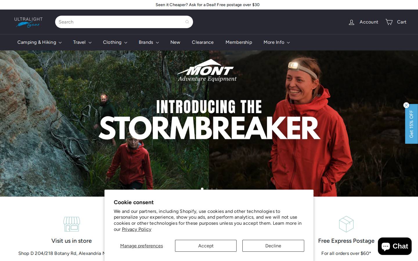 ultralighthiker.com.au homepage screenshot