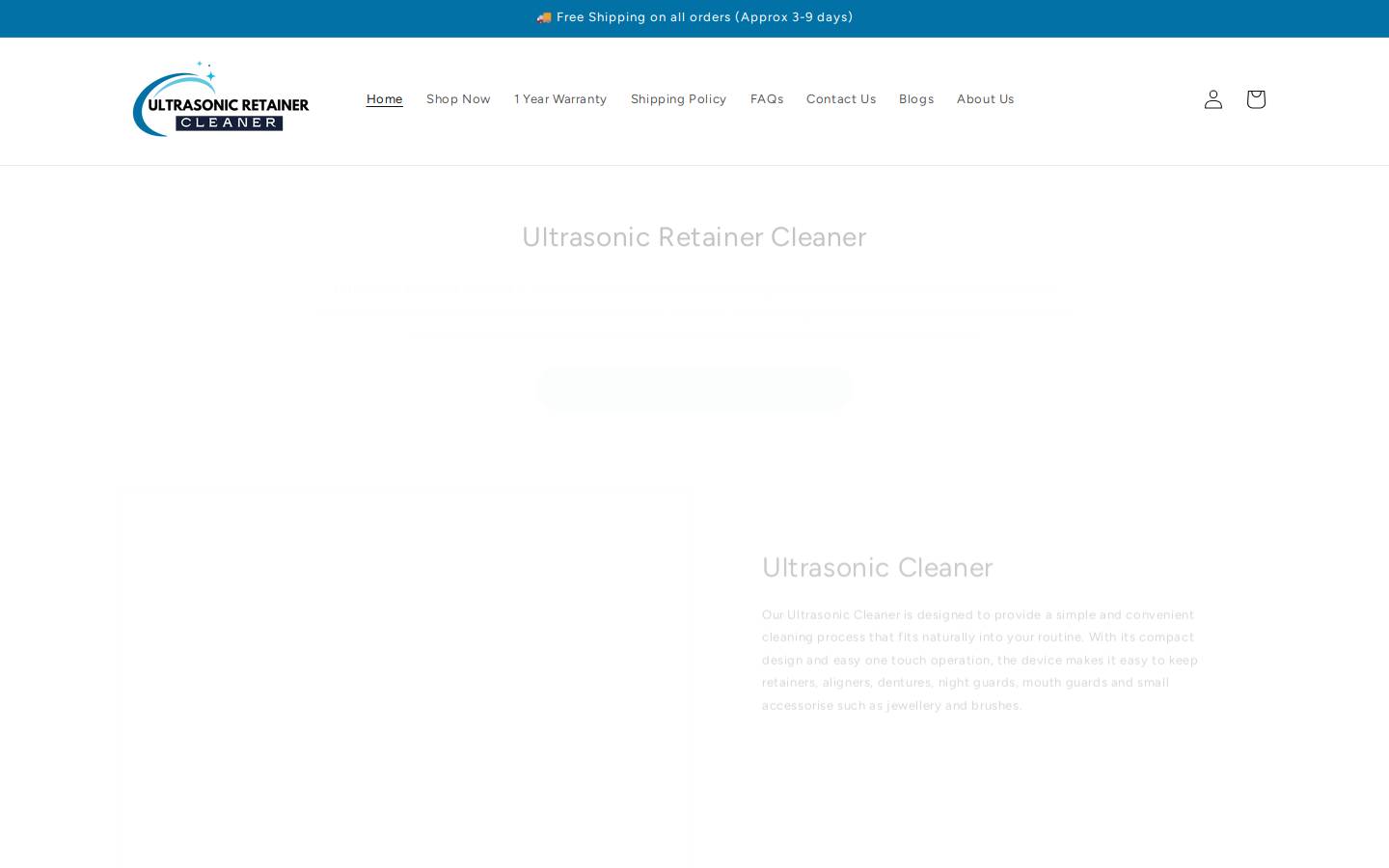 Ultrasonic Retainer Cleaner homepage screenshot