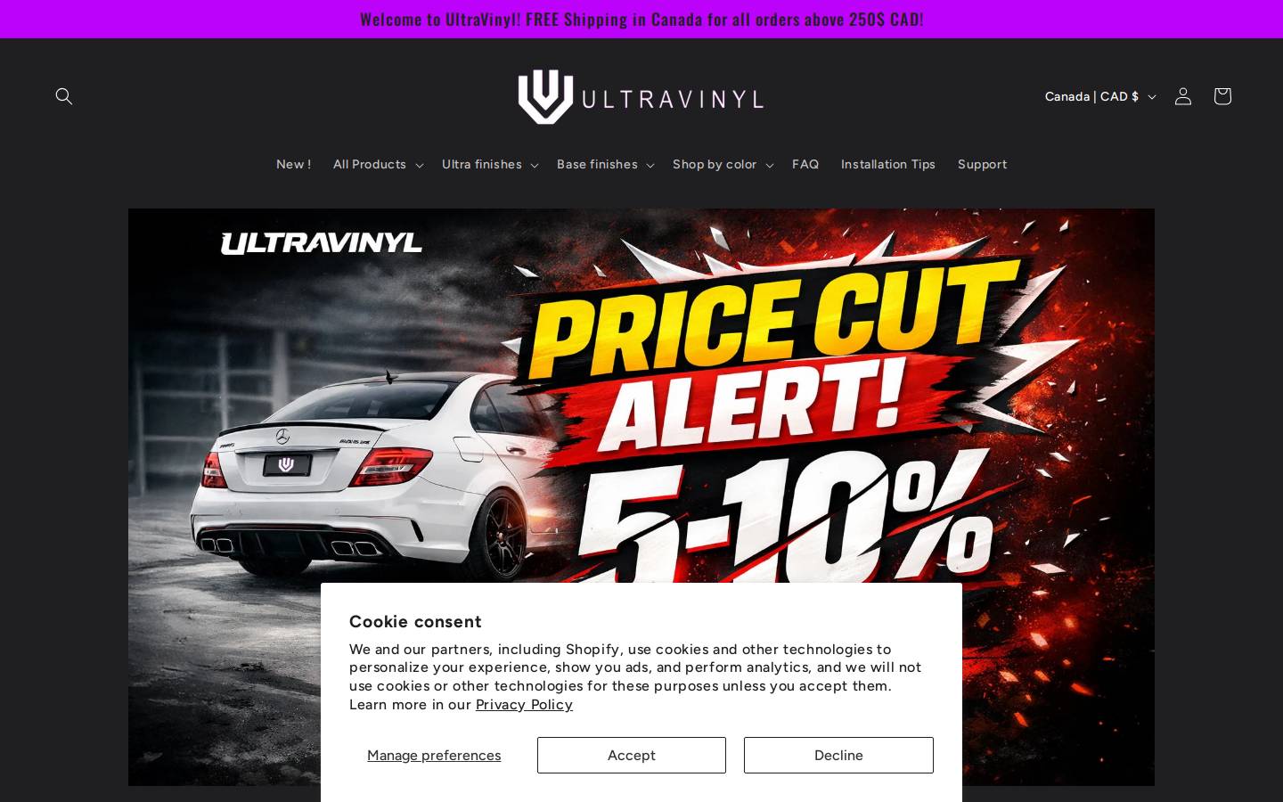 ultravinyl.ca homepage screenshot