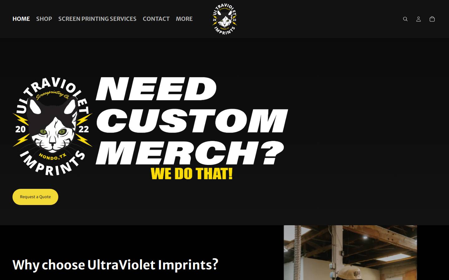 ultravioletimprints.com homepage screenshot